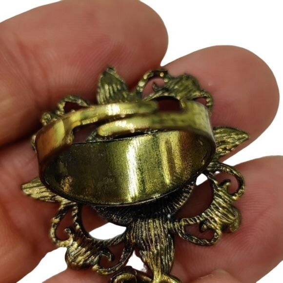 Ring Slave Bracelet Combo Hand Chain Silver Turquoise Adjustable Spring Cuff - Picture 4 of 8